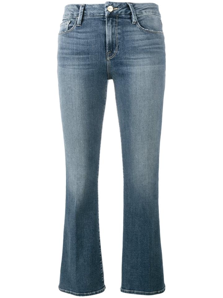 Frame Flared Cropped Jeans - Blue
