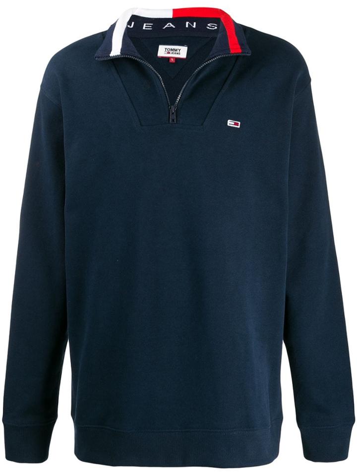 Tommy Jeans Zipped Mock Neck Sweatshirt - Blue