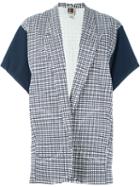I'm Isola Marras Kimono Sleeve Checked Blazer, Women's, Size: 40, Blue, Cotton/spandex/elastane/polyamide