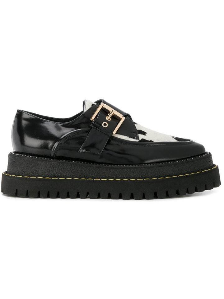 No21 Cow Print Brogues - Black