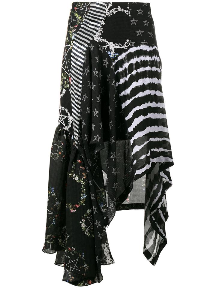 Preen By Thornton Bregazzi - Multi-print Asymmetric Skirt - Women - Silk/polyester/spandex/elastane - Xs, Women's, Black, Silk/polyester/spandex/elastane