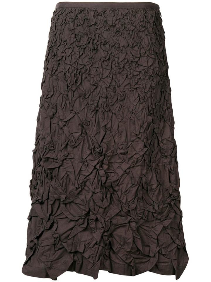 Issey Miyake Vintage 1990's Textured A-line Skirt - Brown