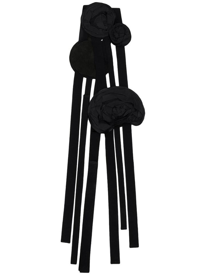 Ann Demeulemeester 3d Floral Appliqué Scarf - Black