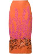 Fendi Printed Pencil Skirt - Orange