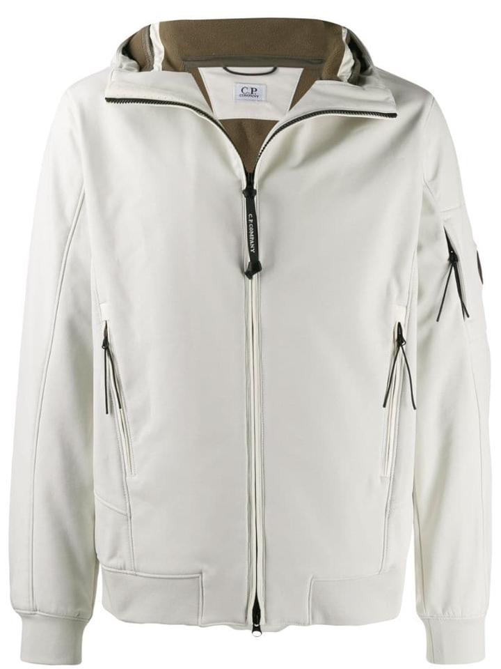 Cp Company Hooded Bomber Jacket - White