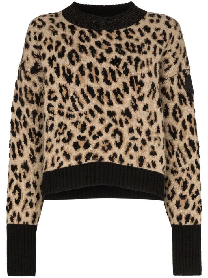 Moncler Leopard Print Jumper - Brown