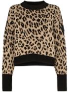 Moncler Leopard Print Jumper - Brown