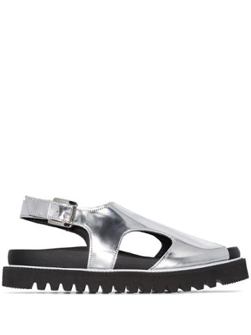 Plan C Silver Cutout Sandals