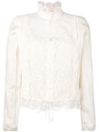 See By Chloé - Lace Victorian Neck Blouse - Women - Cotton - 40, Women's, Nude/neutrals, Cotton