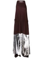 Tibi Claude Sequin Panel Halterneck Dress - Brown