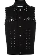 Givenchy Sleeveless Studded Denim Jacket, Men's, Size: Large, Black, Cotton/polyester/zamak