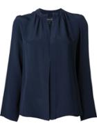 Derek Lam Band Collar Shirt, Women's, Size: 44, Blue, Silk
