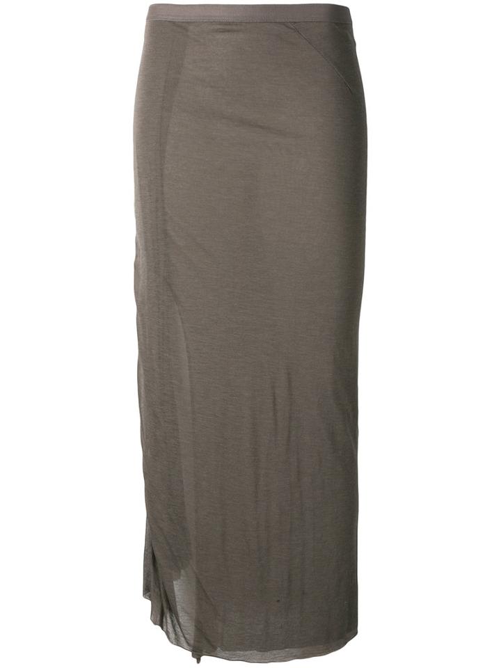 Rick Owens Lilies Fitted Midi Skirt, Women's, Size: 42, Brown, Cotton/polyamide/viscose