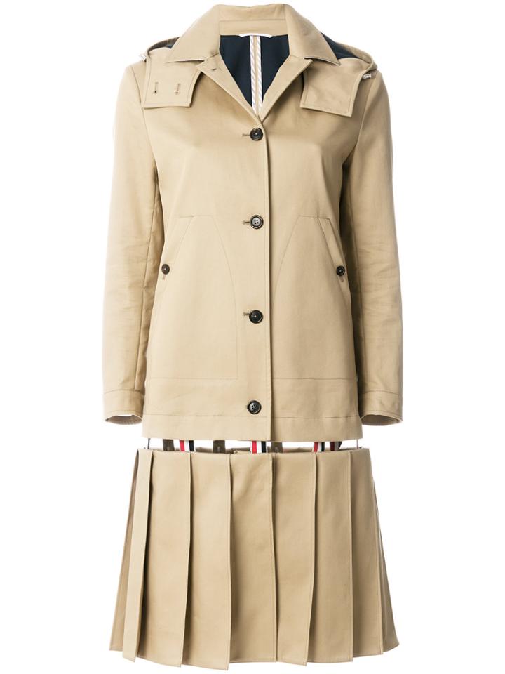 Thom Browne Low-slung Pleated Mackintosh Overcoat - Nude & Neutrals