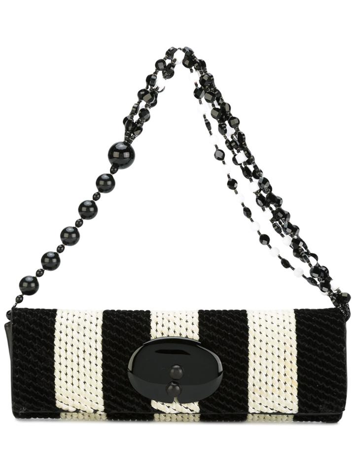 Giorgio Armani Vintage Two-tone Beaded Strap Bag - Black