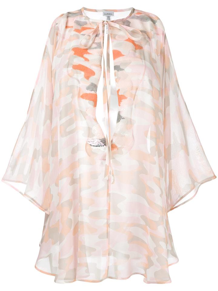 La Perla - Beyond The Beach Kaftan - Women - Silk - One Size, Pink/purple, Silk