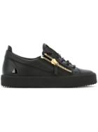 Giuseppe Zanotti Design Side Zip Detail Sneakers, Women's, Size: 36, Black, Calf Leather/patent Leather/leather/metal Other