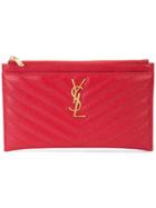 Saint Laurent Monogram Zipped Pouch - Red