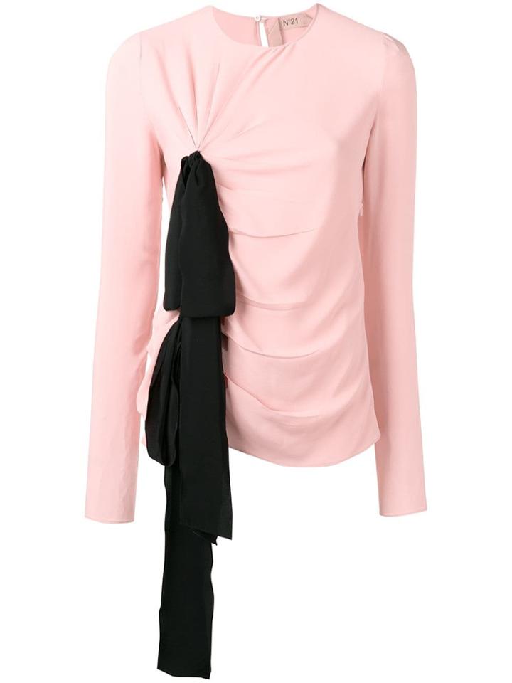 No21 Bow Detail Ruched Top - Pink