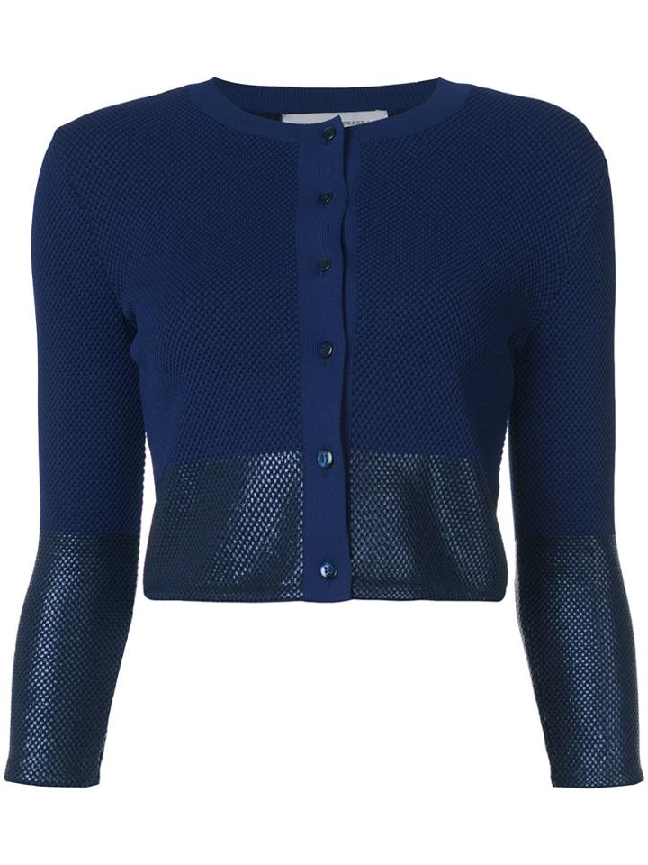 Carolina Herrera Metallic Detail Cropped Cardigan - Blue