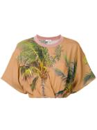 Natasha Zinko Palm Tree Print Cropped T-shirt - Neutrals