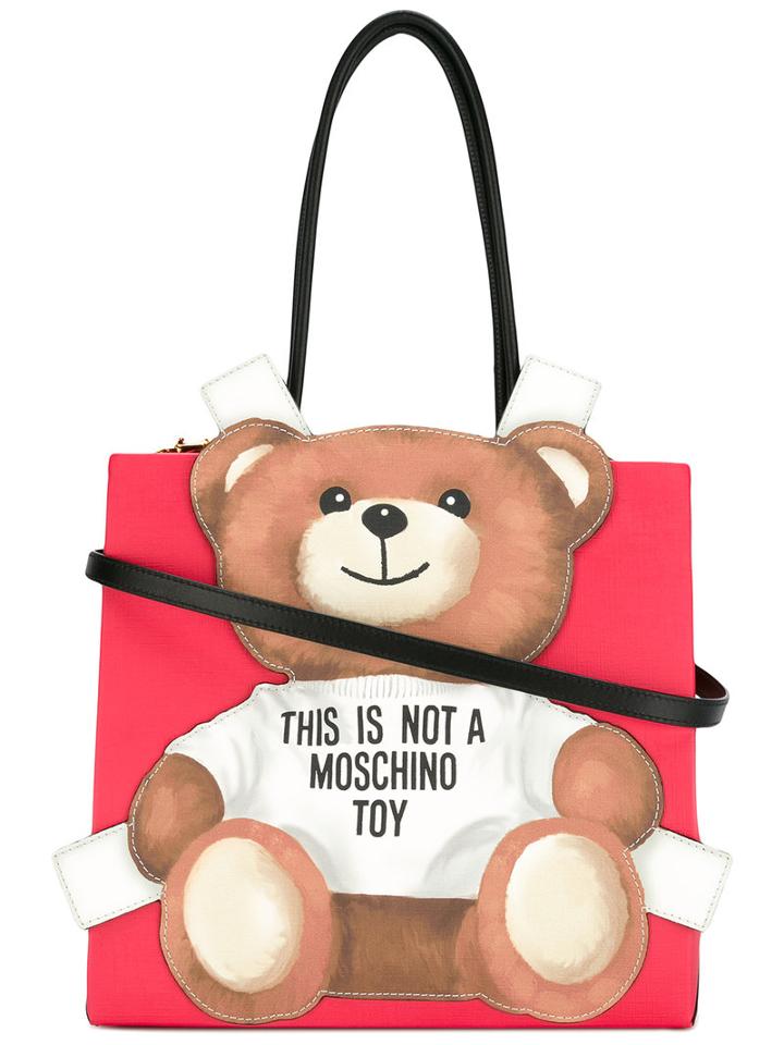 Moschino Teddybear Tote, Women's, Red, Leather