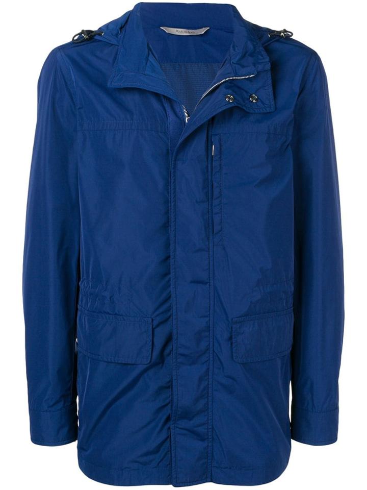 Canali Detachable Hood Rain Jacket - Blue