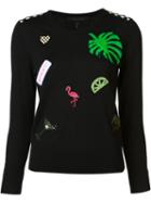 Marc Jacobs Embellished Crew Neck Jumper, Women's, Size: Medium, Black, Acetate/wool