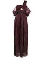 Self-portrait Asymmetric Polka-dot Maxi Dress - Blue