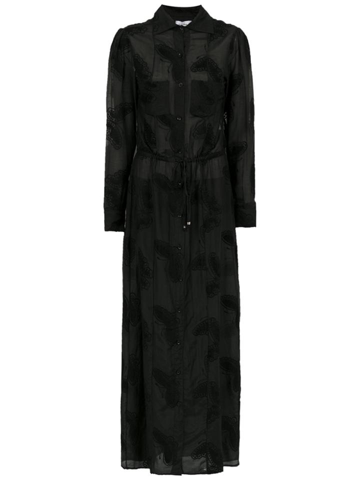Amir Slama Embroidered Silk Beach Dress - Black
