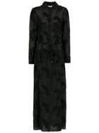 Amir Slama Embroidered Silk Beach Dress - Black