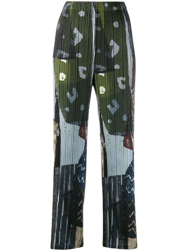 Pleats Please By Issey Miyake High Waisted Palazzo Pants - Green