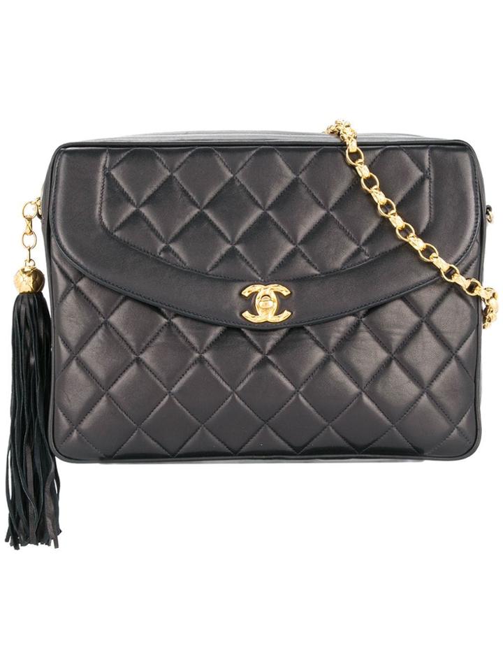 Chanel Vintage Turn-lock Fringe Bijou Chain Bag - Black