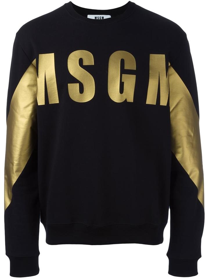 Msgm Printed Logo Sweatshirt, Men's, Size: Small, Black, Cotton