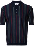 Kent & Curwen Striped Polo Shirt, Men's, Size: Large, Blue, Polyamide/wool