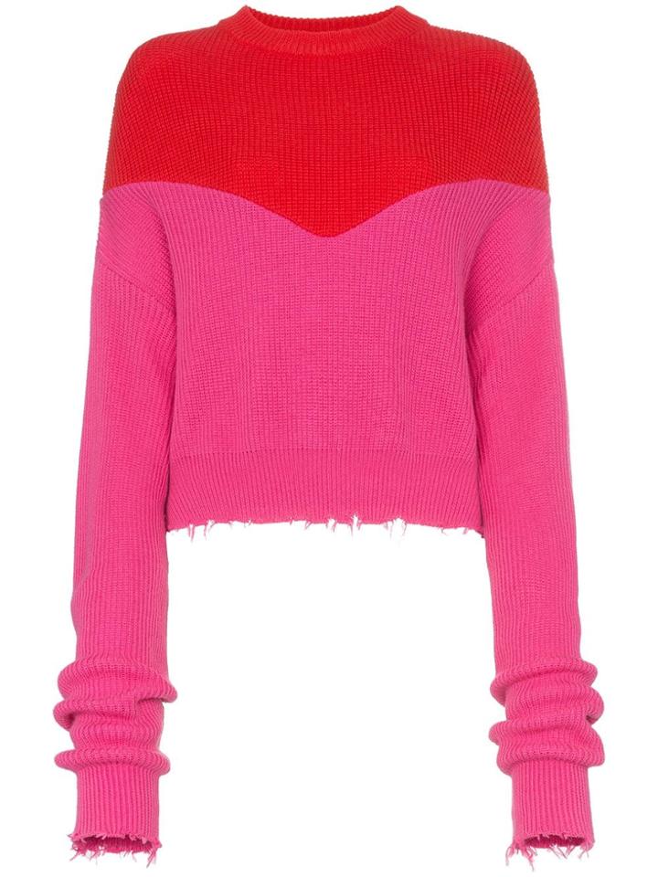 Unravel Project Distressed Hem Extended Sleeve Jumper - Pink