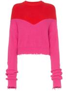 Unravel Project Distressed Hem Extended Sleeve Jumper - Pink