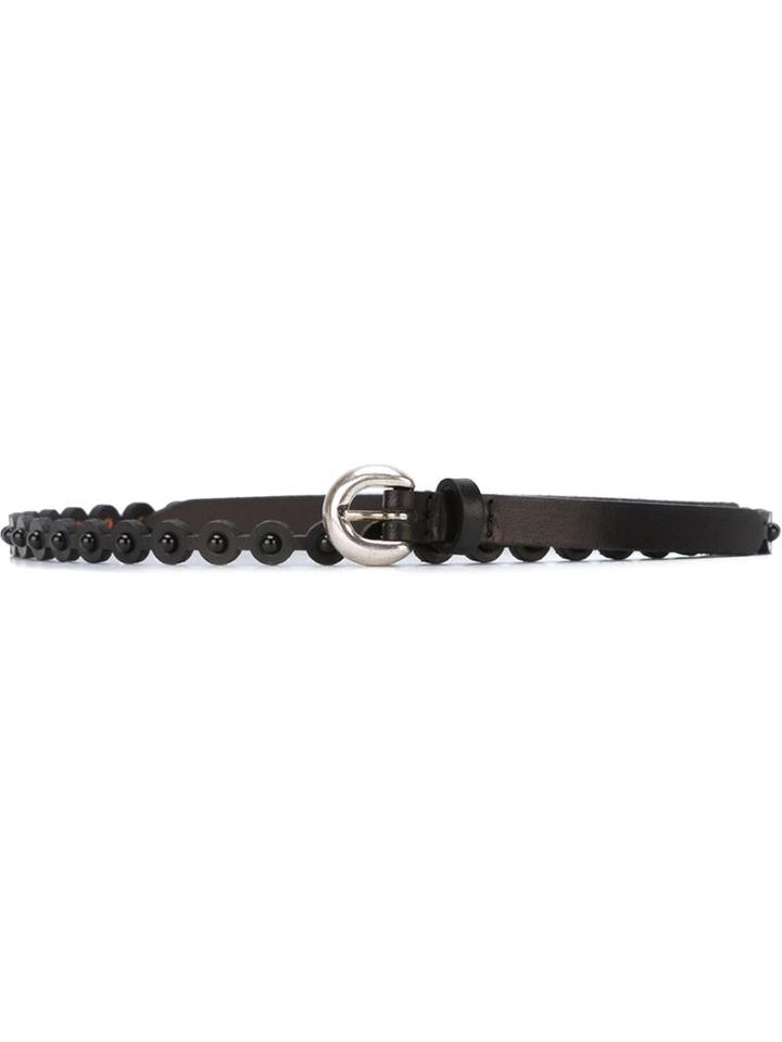 Orciani Studded Skinny Belt, Women's, Size: 75, Black, Leather/metal (other)