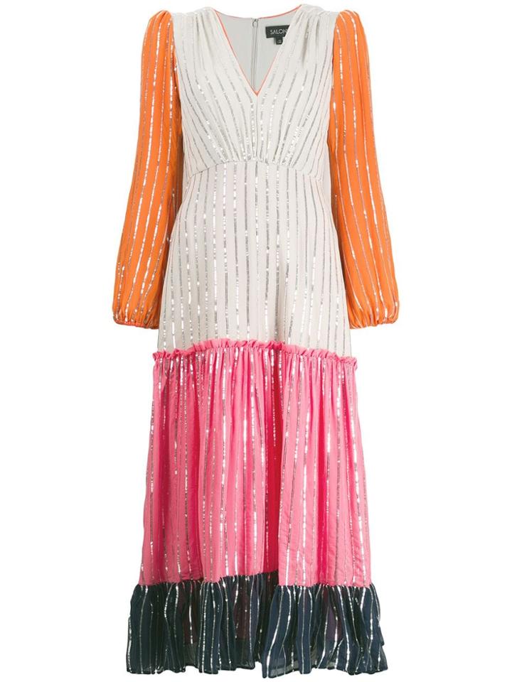 Saloni Colour Block Dress - Grey
