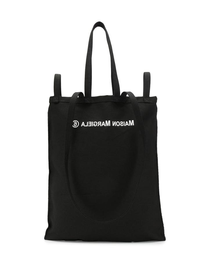 Mm6 Maison Margiela Logo Print Shopper Tote - Black