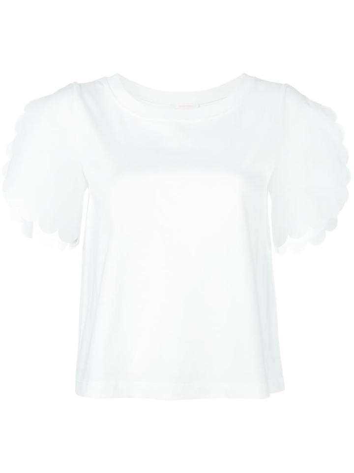 See By Chloé Scalloped T-shirt, Women's, Size: Medium, White, Cotton