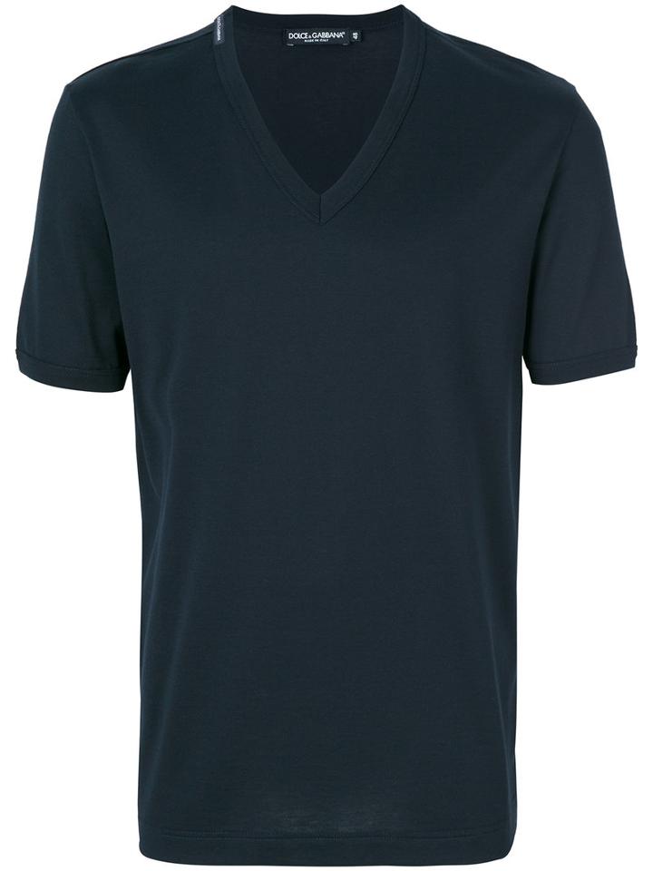 Dolce & Gabbana - V-neck T-shirt - Men - Cotton - 52, Blue, Cotton