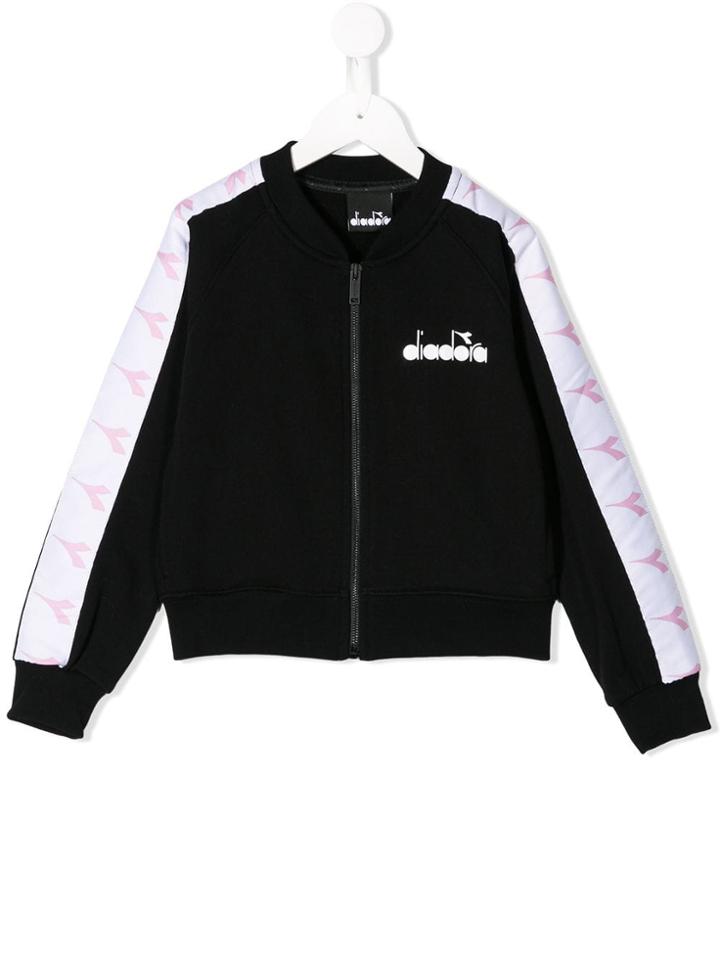 Diadora Junior Tape Sleeve Track Top - Black