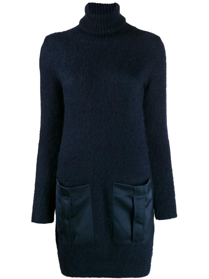 Semicouture Turtleneck Sweater Dress - Blue
