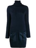 Semicouture Turtleneck Sweater Dress - Blue