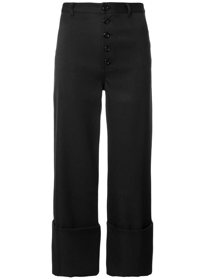 Le Ciel Bleu Cropped Trousers, Women's, Size: 34, Black, Polyester/wool