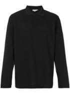 Sunspel Long Sleeve Polo Shirt - Black