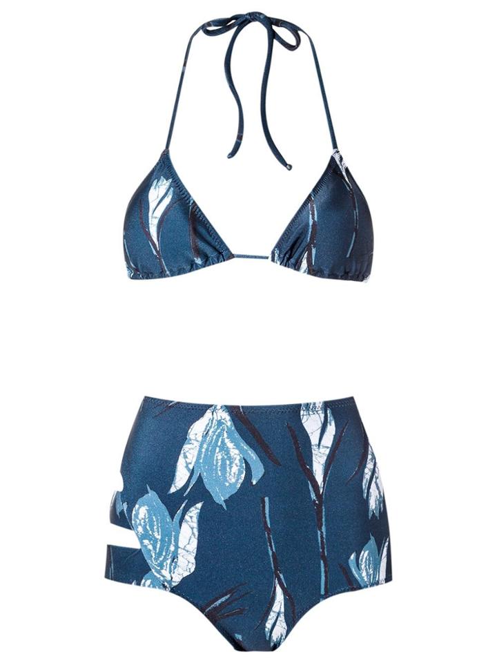 Giuliana Romanno Printed Triangle Bikini Set - Blue