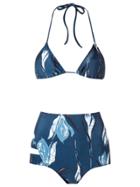 Giuliana Romanno Printed Triangle Bikini Set - Blue