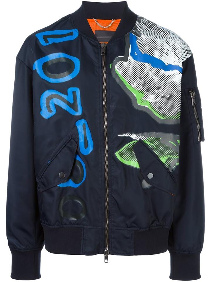 Diesel Black Gold 'jimbomb-print' Bomber Jacket, Men's, Size: 54, Polyamide/polyester